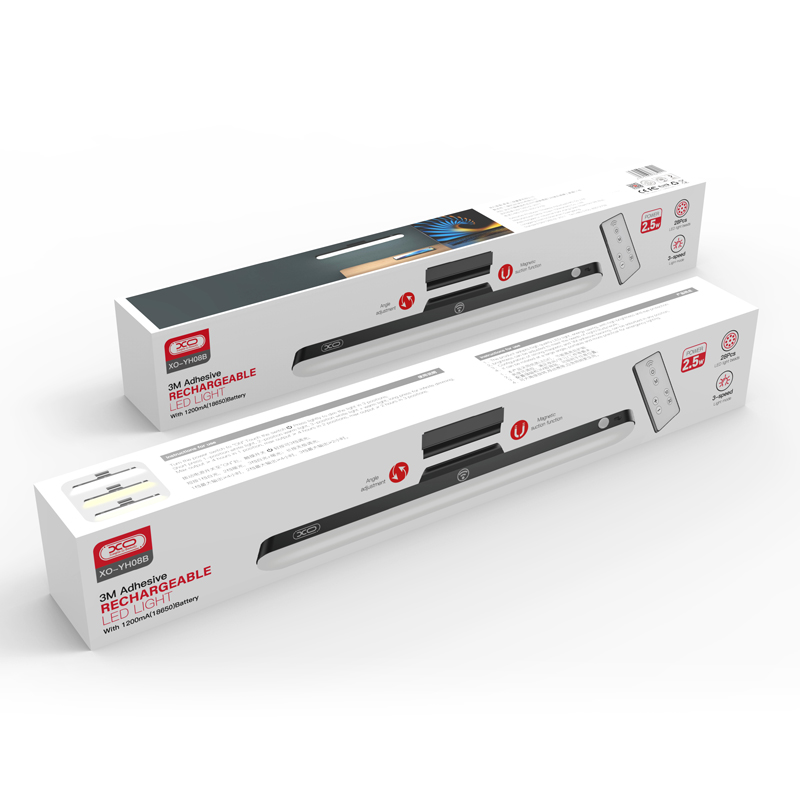 Magnētiskā LED lampa XO YH08B ar pulti, 1200mAh uzlādējama, melna (1)