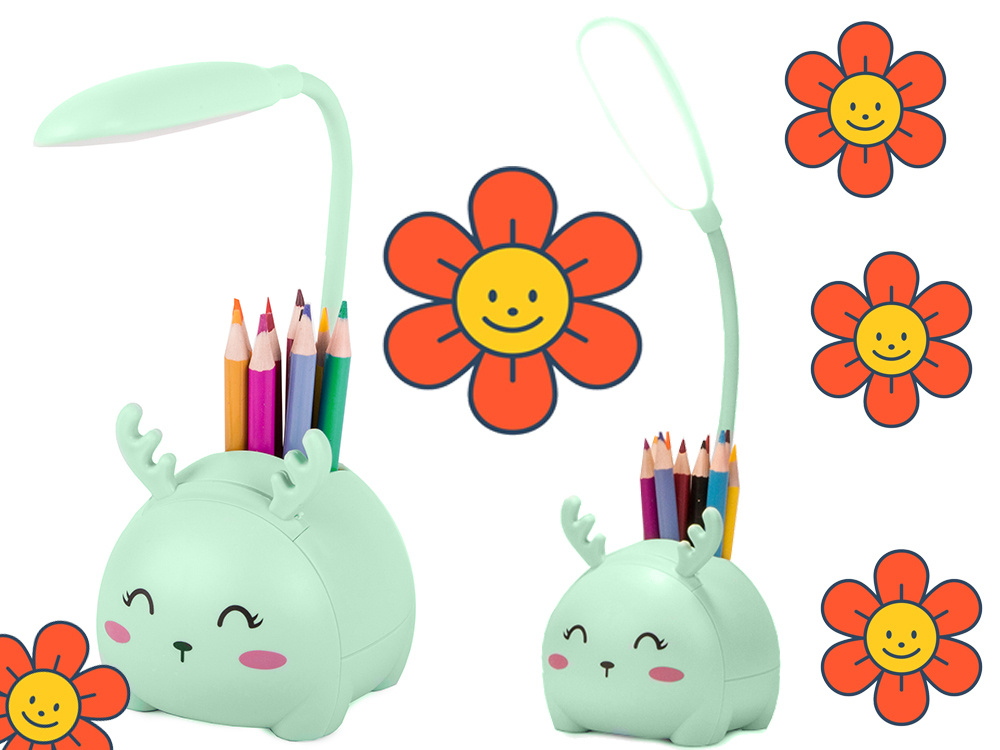 Bērnu LED Nakts Lampa Rakstāmgalda Lampa Lasīšanas Lampiņa Gaismeklis, Zaļa | Kids LED Desk Lamp Reading Light (8)