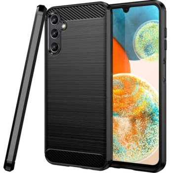 Samsung Galaxy A14 5G (SM-A146) / 4G (SM-A145F/DSN) Carbon Flexible Cover TPU Case, Black | Telefona Maciņš Vāciņš Apvalks Bampers