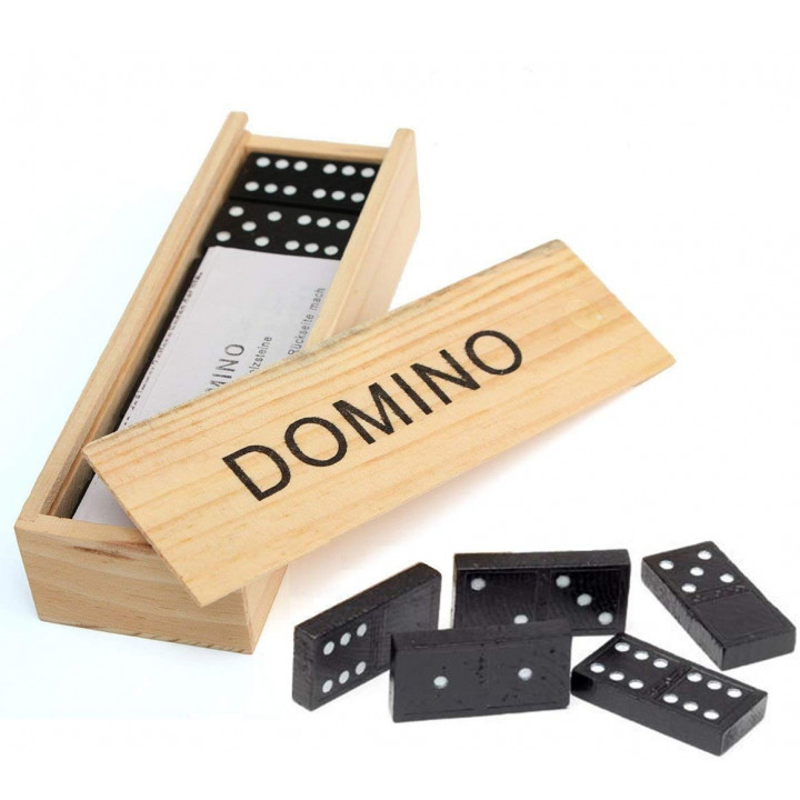 Ģimenes Galda Spēle Domino (Koka Kauliņi) + Kaste, melna l Family Board Game Dominoes (1)