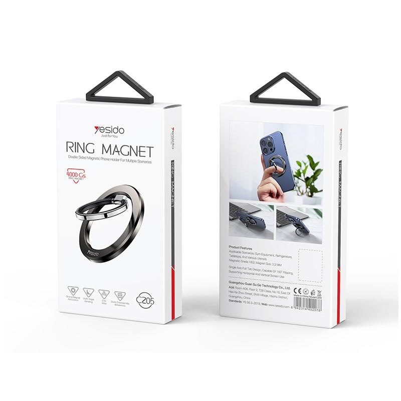 Universāls magnētiskais telefona turētājs gredzens Yesido C205, melns (0)