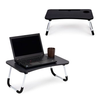 Portatīvā datora galds gultai 60x40 cm ModernHome, melns