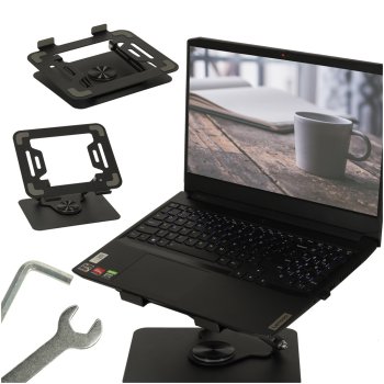 Regulējams 360° grozāms portatīvā datora statīvs, ergonomisks, melns