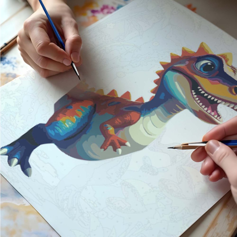 Gleznošanas komplekts pēc numuriem Massido Dino 40x50 cm (2)