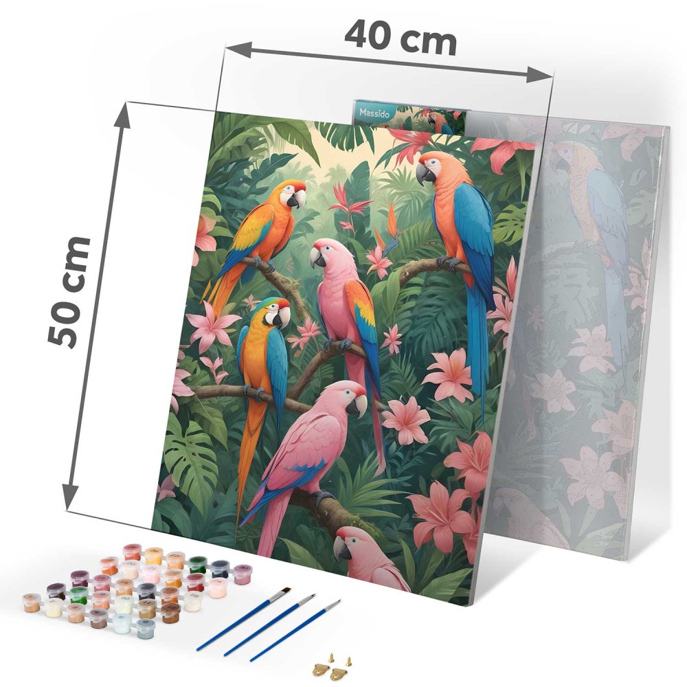 Massido Papagaiņu Krāsojamais Attēls pēc Numuriem 40x50 cm – Māksla un Radošums (2)