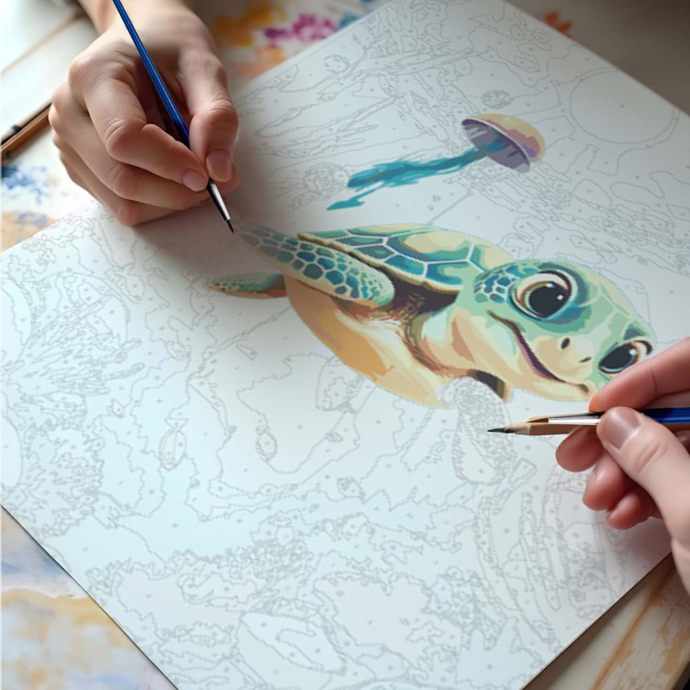 Gleznošanas komplekts pēc numuriem Massido 40x50 cm, Bruņurupucis (2)