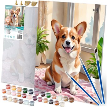 Massido Krāsojamā Gleznas 40x50 cm Ar Numuriem - Corgi Sunītis