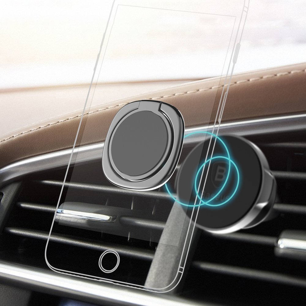 Baseus Aluminium Holder Privity Ring Bracket, Black | Alumīnija Telefona Gredzens Riņķis Turētājs (4)