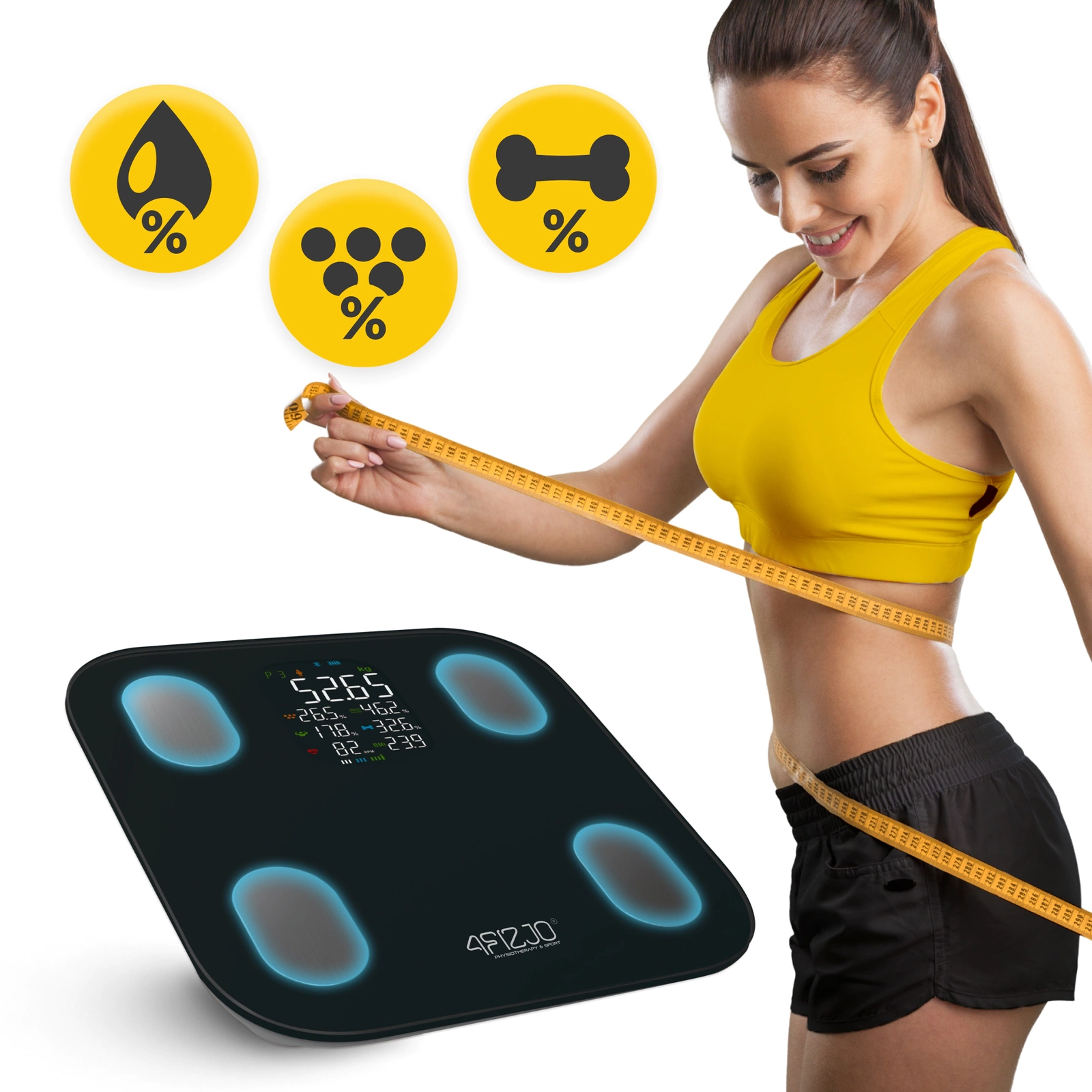 Analītiskie vannas istabas svari 4FIZJO PRO ar ķermeņa sastāva analīzi, melni (0)