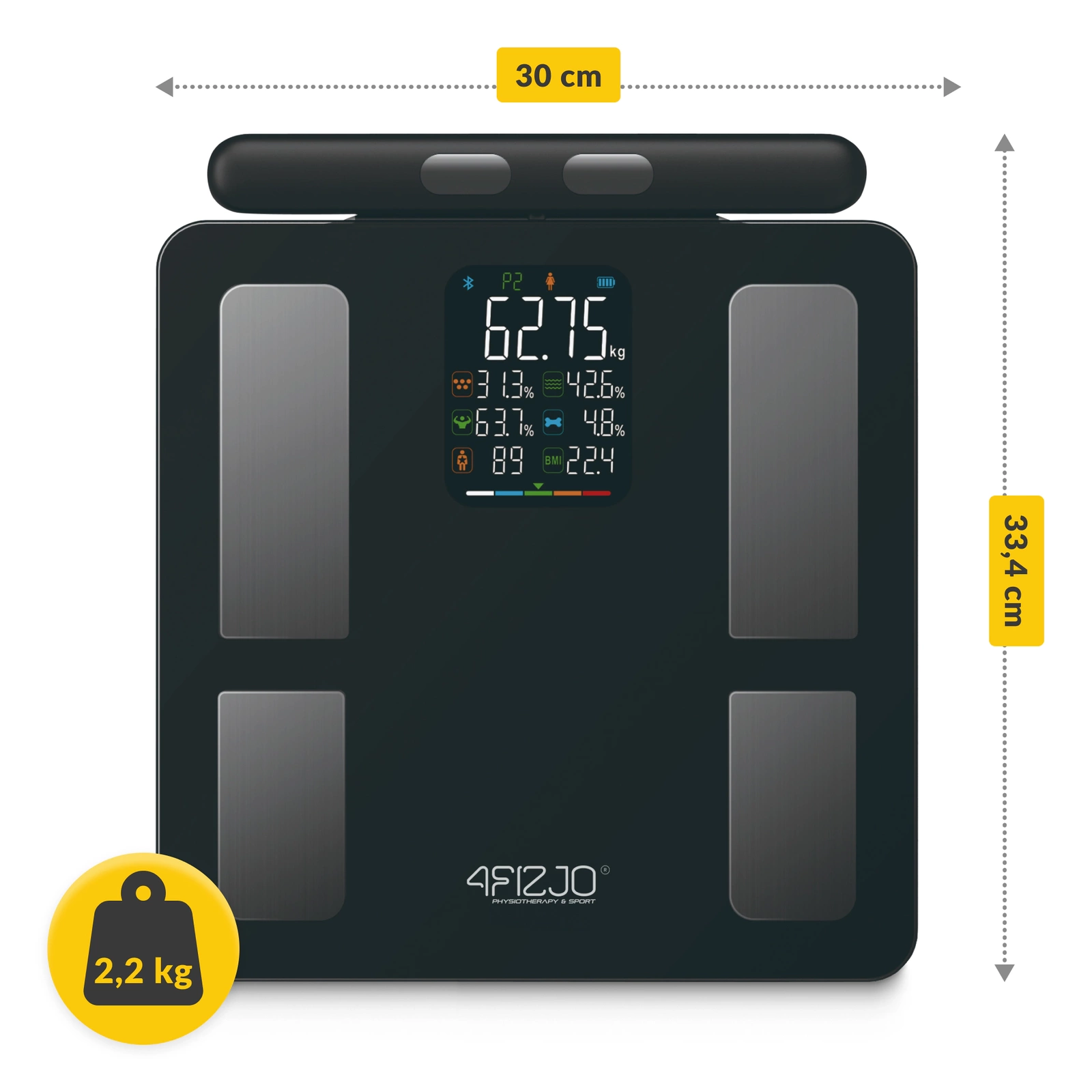 Analītiskie svari 4FIZJO ULTRA ar ķermeņa sastāva analīzi, melni (0)