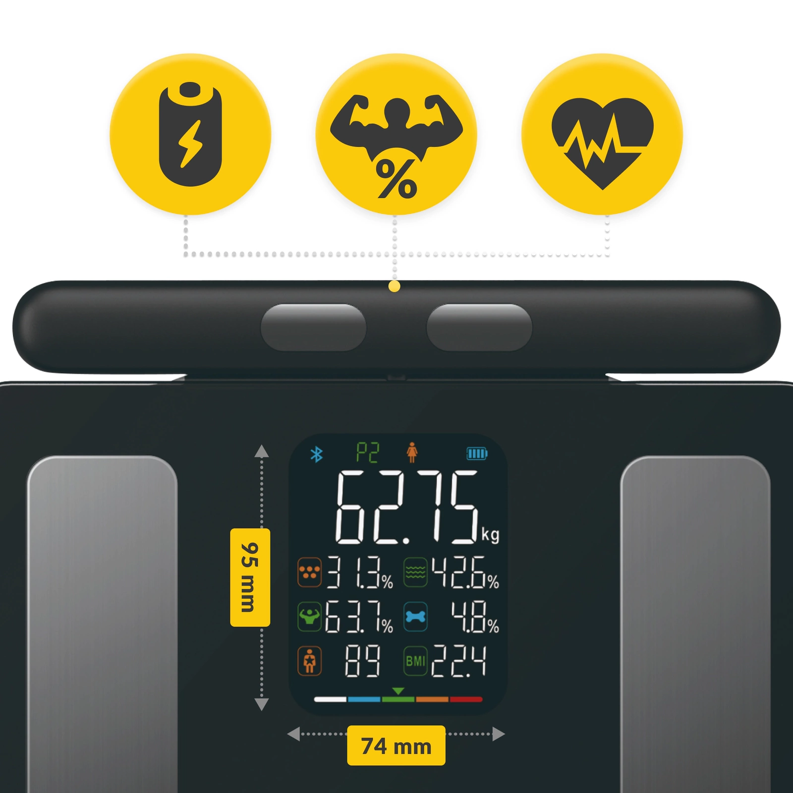 Analītiskie svari 4FIZJO ULTRA ar ķermeņa sastāva analīzi, melni (2)