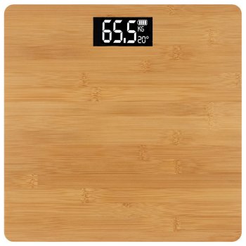 Elektroniskā bambusa digitālā vannas istabas svari ar LCD un temperatūras mērītāju, 180 kg