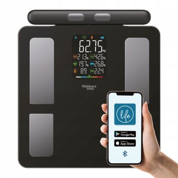 WEBBER SCALA Gudrie svari ar 15 rādītājiem, Apple Health un Google Fit