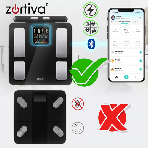 Analītiskie viedie svari Zortiva 26893 ar ķermeņa sastāva analīzi, BMI, Wi-Fi (2)