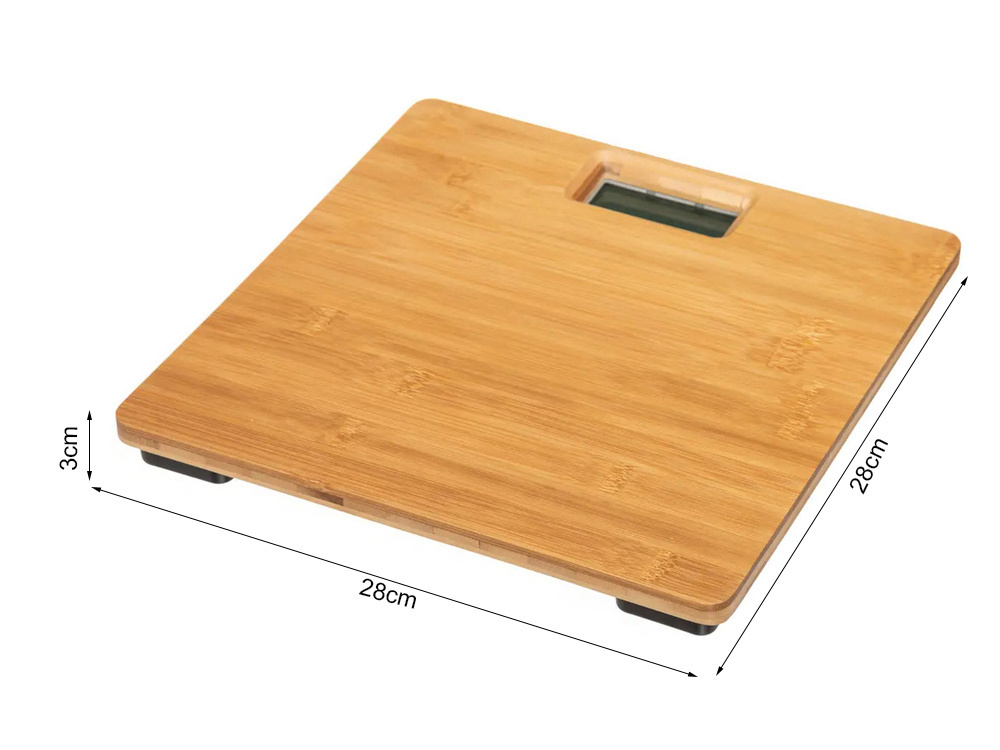 Elektroniskā bambusa digitālā vannas istabas svari ar LCD un temperatūras mērītāju, 180 kg (2)