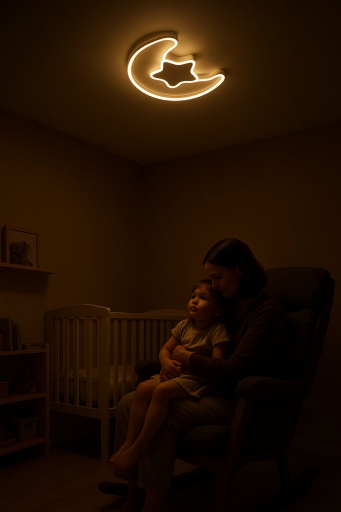 Aptumšojama LED griestu lampa bērnistabai Mēness ar pulti, balta (1)