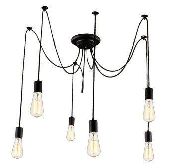 Griestu lampa ar 6 spuldžu turētājiem, melna