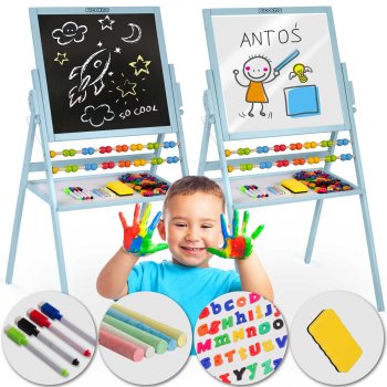 Grozāma magnētiskā krīta tāfele bērniem Ricokids ar abaku, zila