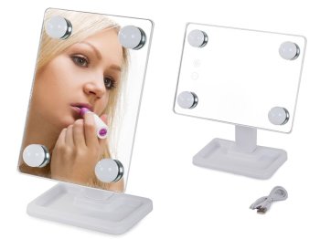 Makeup Kosmētisks Spogulis ar LED Apgaismojumu un 180° Rotāciju, Balts | Makeup Cosmetic Mirror with LED Lightning