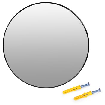 Apaļš sienas spogulis 80 cm ModernHome ar alumīnija rāmi, melns