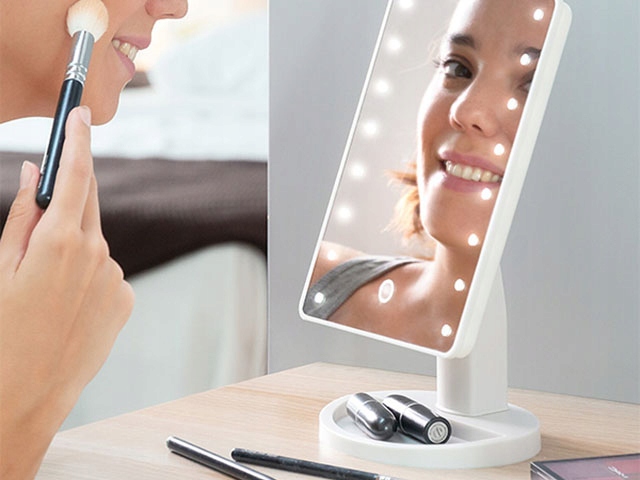 Makeup Kosmētisks Spogulis ar LED Apgaismojumu, Balts | Makeup Cosmetic Mirror with LED Lightning (3)