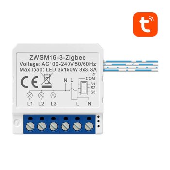 Avatto ZWSM16-W3 3 kanālu ZigBee viedais slēdža modulis TUYA, balts