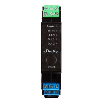 DIN sliedes viedslēdzis Shelly Pro 2PM ar jaudas mērīšanu, 2 kanāli | Rail Smart Switch with power metering,...