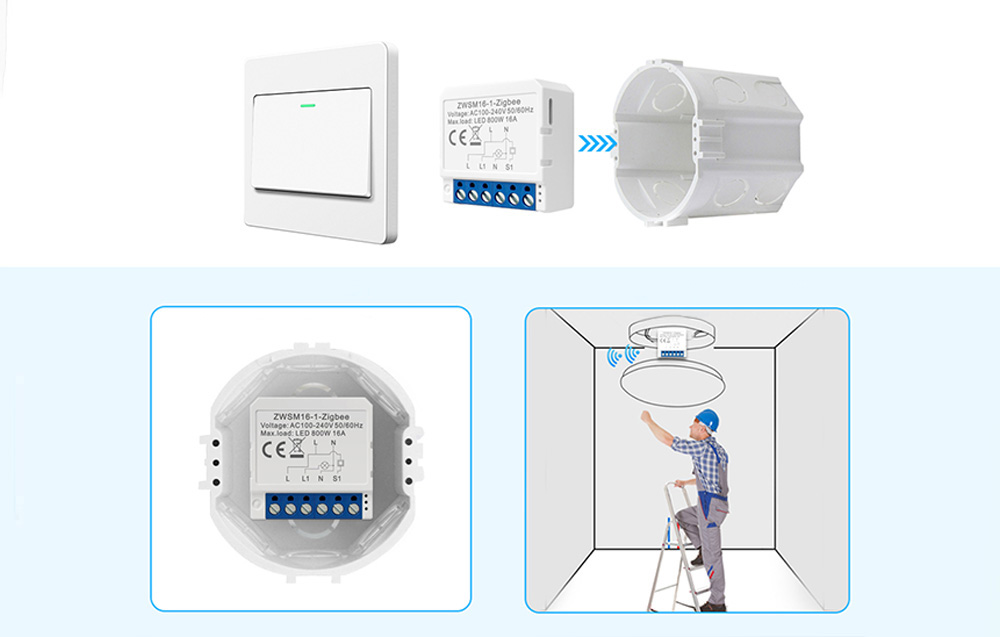 Smart Switch Module ZigBee Avatto ZWSM16-W1 TUYA (3)