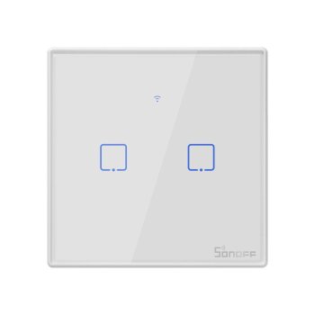 Sienas Pieskāriena Viedais Slēdzis (2- kanāli) /WiFi/ RF 433 Sonoff T2 EU TX | Wall Mounted Smart Light Switch