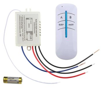 Bezvadu apgaismojuma slēdzis ar tālvadības pulti, 1 kanāls, 230V, balts