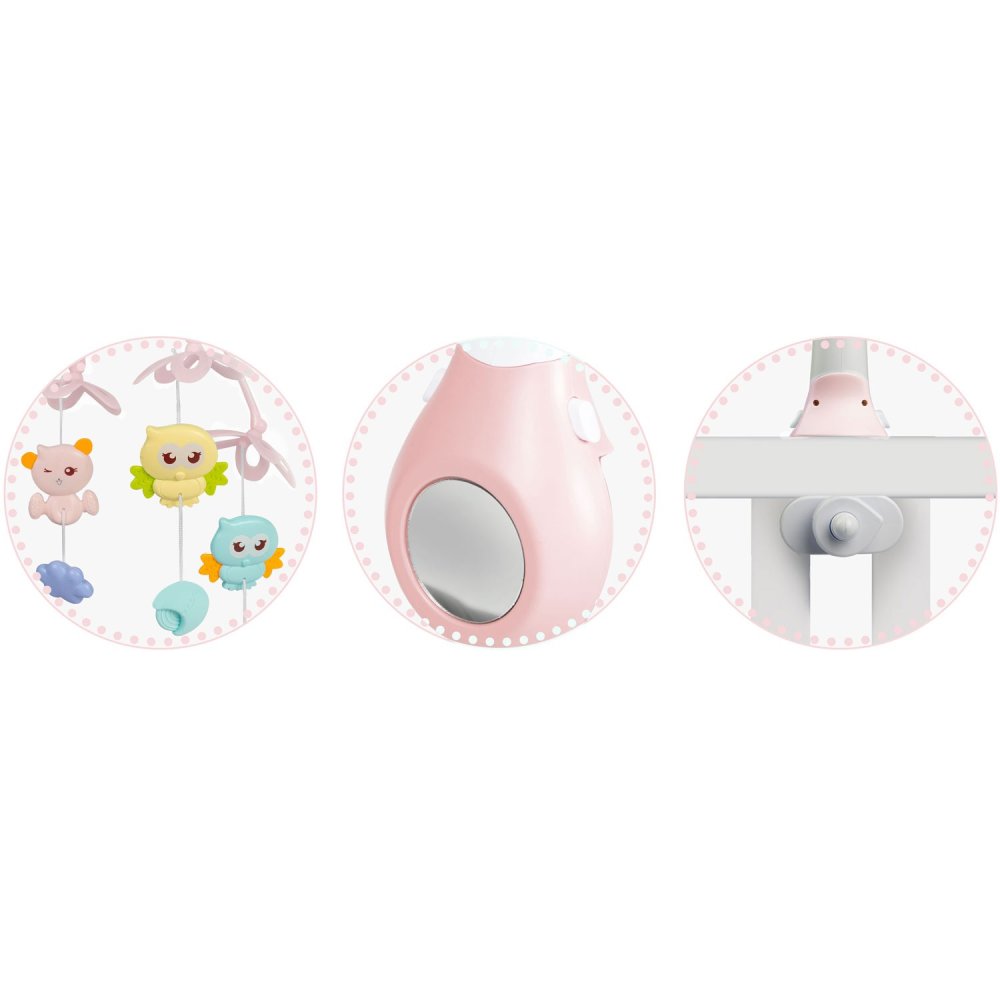 Bērnu gultiņas karuselis ar projektoru RK-813, Rozā krāsā | Carousel for Baby Crib (1)