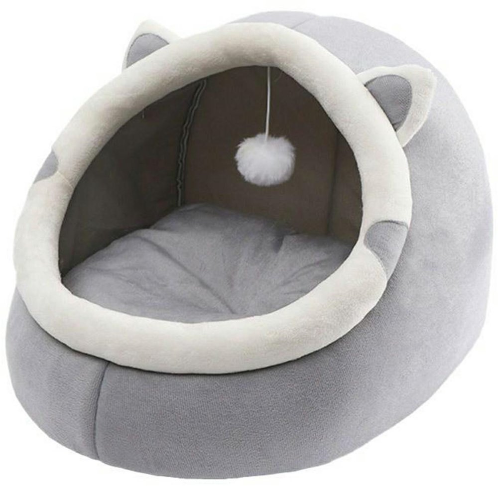 Gulta Dīvāns Guļvieta Māja Kaķim Sunim Mājdzīvniekam - 34x33x37cm, Pelēks | Pet Bed Sofa Sleeping Place for Cat... (2)