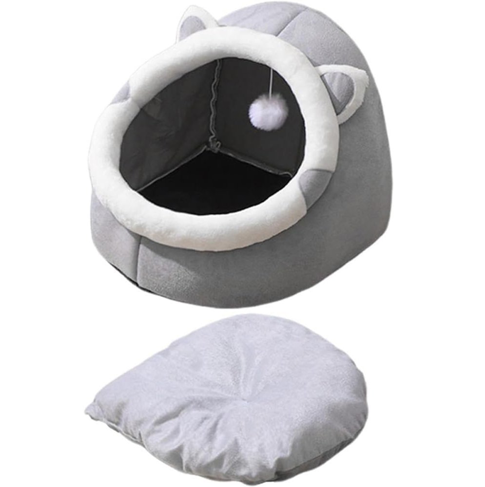 Gulta Dīvāns Guļvieta Māja Kaķim Sunim Mājdzīvniekam - 34x33x37cm, Pelēks | Pet Bed Sofa Sleeping Place for Cat... (1)