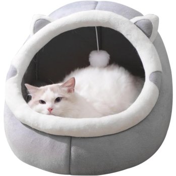 Gulta Dīvāns Guļvieta Māja Kaķim Sunim Mājdzīvniekam - 34x33x37cm, Pelēks | Pet Bed Sofa Sleeping Place for Cat...
