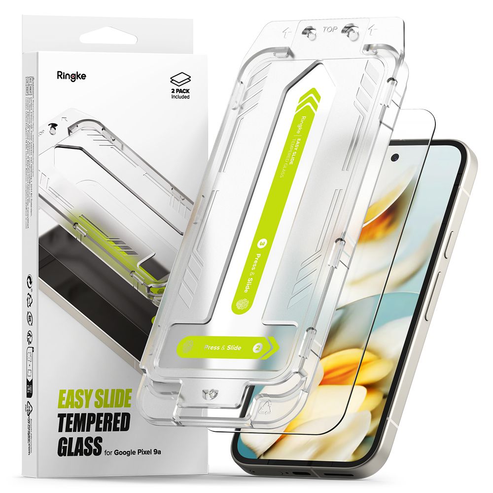 Ringke Easy Slide 2-gabalu rūdītā stikla komplekts Google Pixel 9A | 2-Pack Tempered Glass