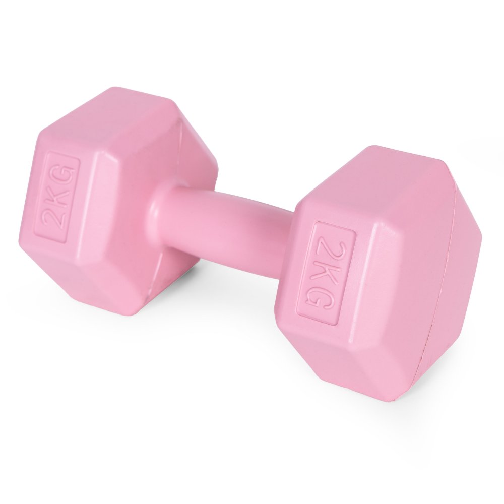 Sešstūra fitnesa hanteles ModernHome 2x2 kg komplekts, rozā (0)