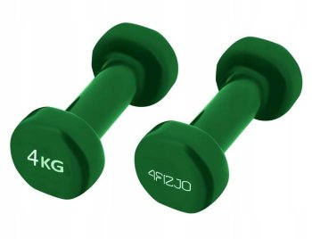 4Fizjo Vinila Hanteles Svars Fitnesam Aerobikai Sporta Spēka Treniņiem 2 x 4 kg, Zaļš | Neoprene Dumbbells Weight...