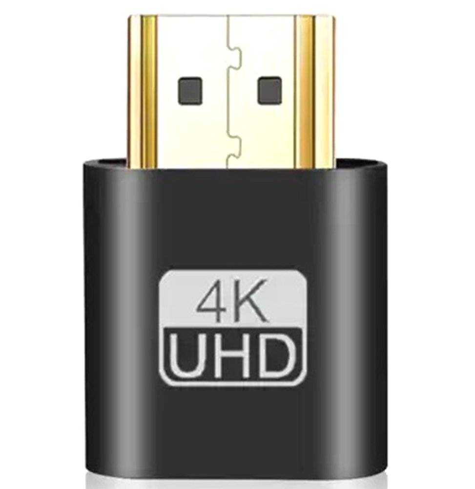 HDMI monitora emulators 4K displeja adapters headless sistēmām, melns (1)