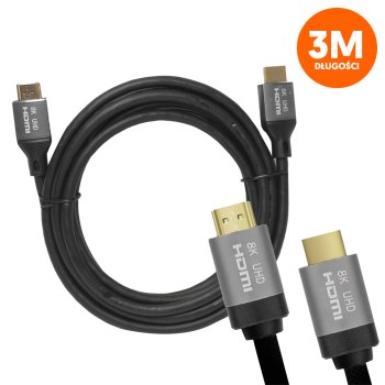 LTC 8K HDMI 2.1 kabelis 3m televizoram un monitoram, melns