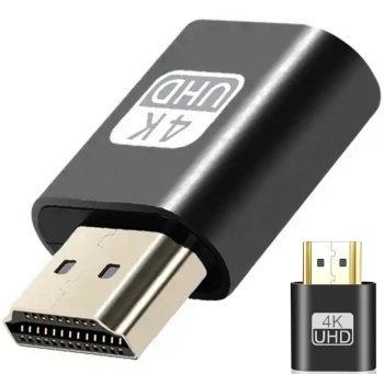 HDMI monitora emulators 4K displeja adapters headless sistēmām, melns