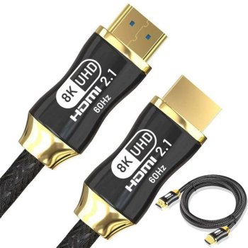 HDMI 2.1 kabelis 1,5 m ultra ātrdarbīgs 8K 60Hz 4K 120Hz zeltīts