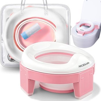 Nicekids neslīdošs 3-in-1 podiņš un tualetes uzlika rozā