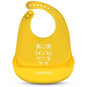 Silikona barošanas lacīte Ricokids ar kabatu, dzeltena