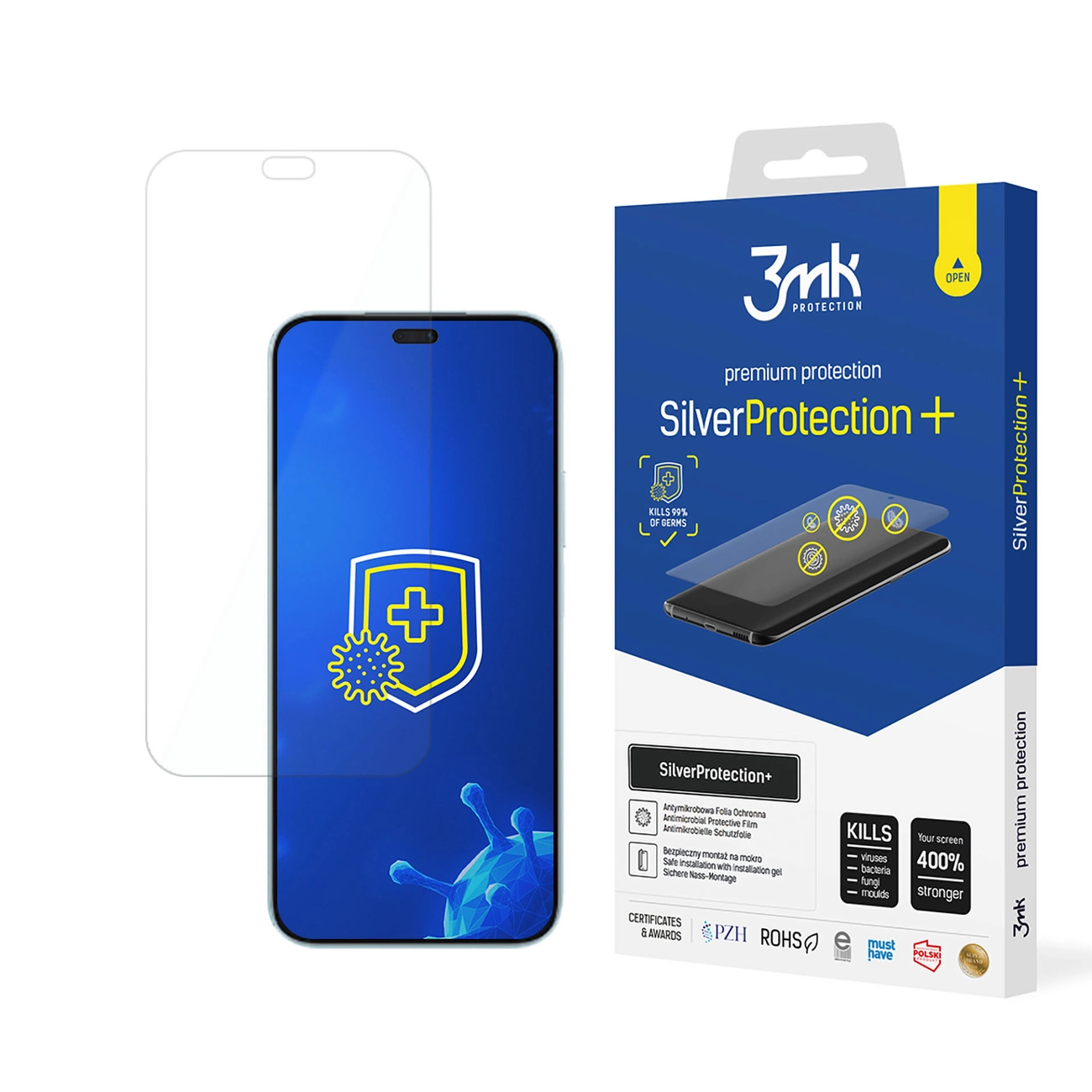 Honor 200 Lite 3MK Silver Protect+ Antibacterial Screen Protector | Antibakteriāla Telefona Aizsargplēve