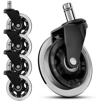 Biroja Krēslu Gumijas Riteņi Ritenīši, 5gab. | Office Chair Rubber Wheels