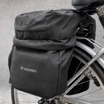 Wozinsky Ērta Velosipēda Soma uz Bagāžnieka ar Pudeļu Būri un Plecu Siksnu 60 l, melns l Wozinsky Bicycle Bike Pannier Rear Trunk Bag with Bottle Case and Shoulder Strap