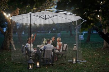 Dārza Moskītu Tīkls uz Lietussarga Kupola 300x260m, melns l Garden Mosquito Net for Outdoor Garden on Umbrella Dome