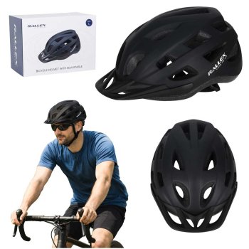 Velosipēda ķivere RALLEX unisex regulējama L 58-62cm, melna