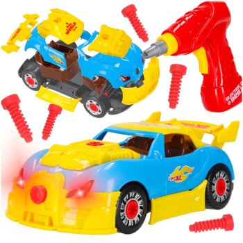 Skrūvējams sporta auto konstruktors 2in1 ar gaismām un skaņu