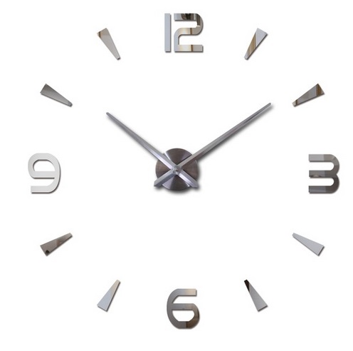 Liels Sienas Pulkstenis Konstruktors 80-120 cm 4 Cipari, Sudrabs | Stylish Large Wall Clock Constructor DIY, Silver